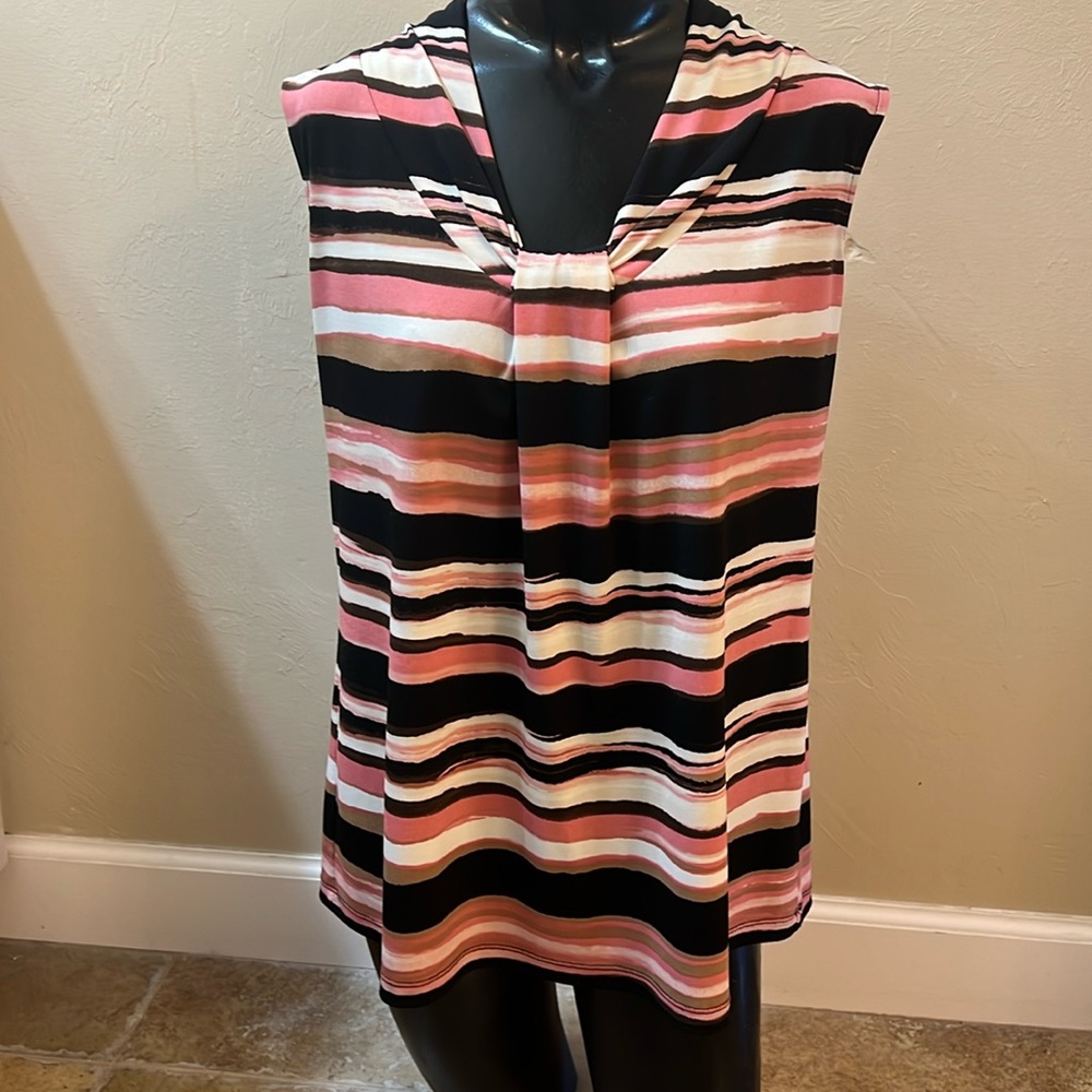Dana Buchman stripe woman’s small sleeveless blouse
